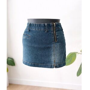 Vintage Hot Kiss | Y2K Asymmetrical Denim Mini Skirt